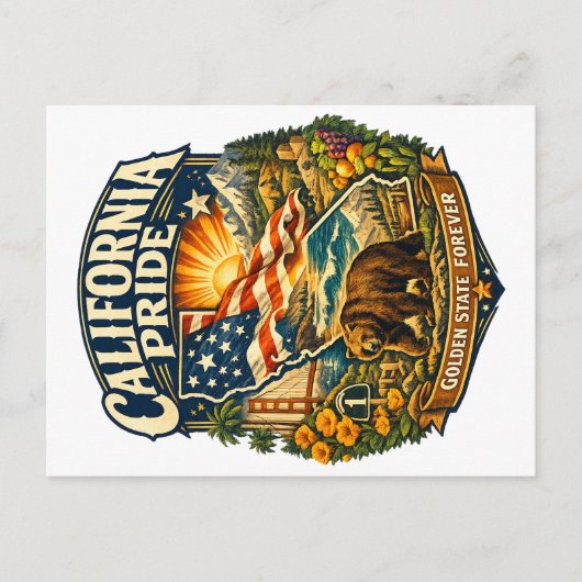 Carte postale California Pride Golden State Foreve (Devant)