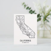 Carte Postale California US State road map - golden state map (Debout devant)