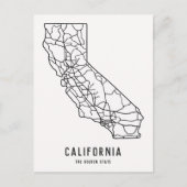 Carte Postale California US State road map - golden state map (Devant)