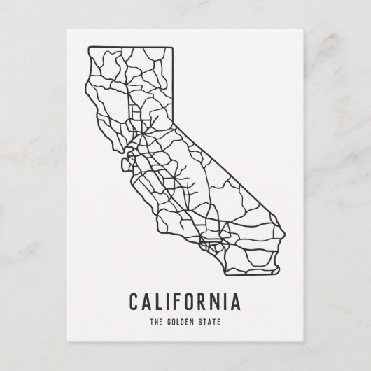 Carte Postale California US State road map - golden state map (Devant)