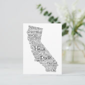 Carte postale California USA Slang Word Art Map (Debout devant)