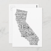 Carte postale California USA Slang Word Art Map (Devant / Derrière)