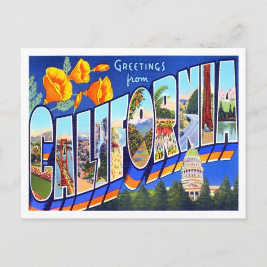 Carte postale California Vintage Big Letters (Devant)