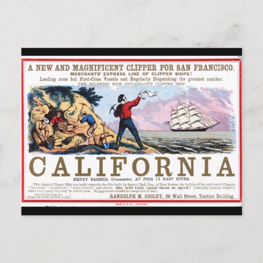 Carte Postale Californie Clipper Sailing (Devant)