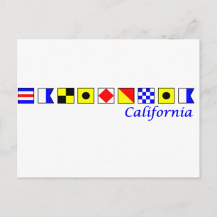 Carte Postale californie épelée avec l'alphabet du drapeau nauti
