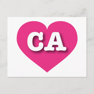 Carte Postale Californie Hot Pink Heart - J'aime CA