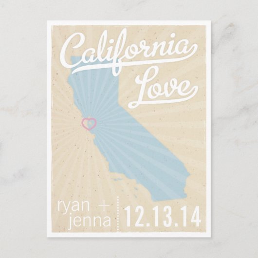 Carte postale Californie Love Save the Date (Devant)
