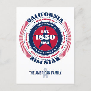 Carte Postale Californie, Sacramento, CA, Patriotique, Monogramm