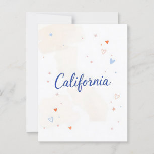 Carte postale Californie - Typographie centrée sur