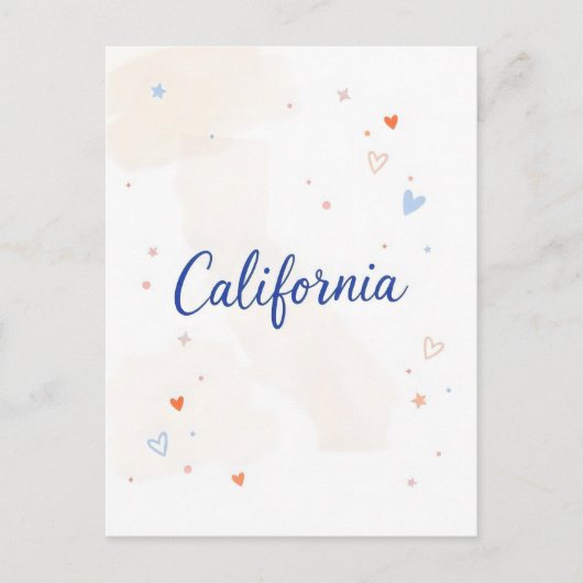 Carte postale Californie - Typographie centrée sur (Devant)