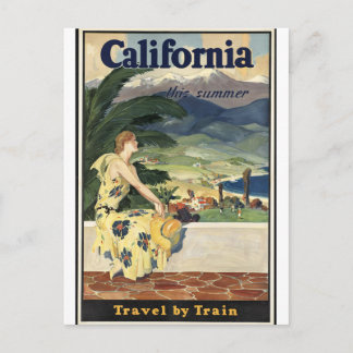 Carte Postale Californie vintage, Voyage en train ferroviaire