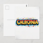 Carte postale californienne - Texte tendance (Devant / Derrière)