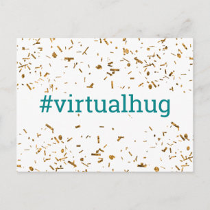 Carte Postale Calin Virtuel Sarcelle Hashtag Or Confettis Faux