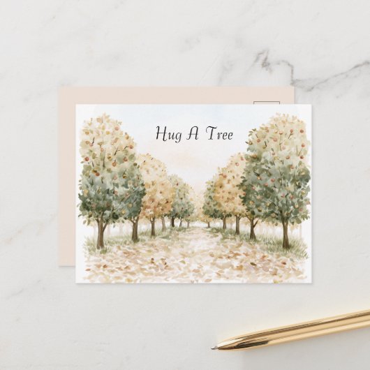 Carte Postale Câlinez Un Arbre (Devant/Arrière en situation)