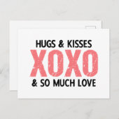 Carte Postale Câlins & Bisous XOXO Saint-Valentin (Devant / Derrière)