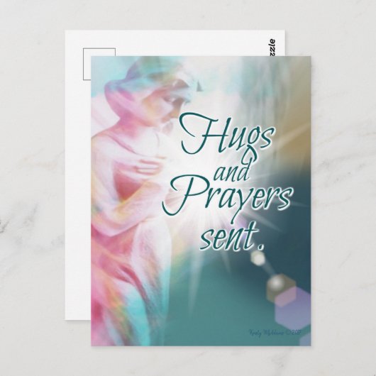 Carte Postale Câlins d'ange Prières d'intention Aquarelle magnif (Devant / Derrière)