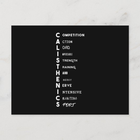 Carte Postale Calisthénique Abréviation Gym Workout Instructeur  (Devant)