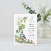 Carte Postale Call to Me Scripture Inspiration California Quail (Debout devant)