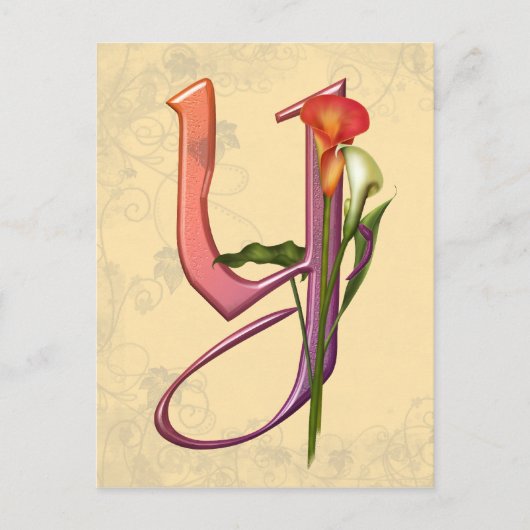 Carte Postale Calla Initial Y colorée (Devant)