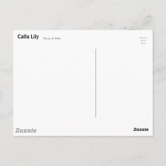 Carte Postale Calla Lily (Dos)