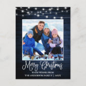 Carte Postale Calliage amusant Noël Bleu Lumières en bois (Devant)