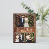 Carte Postale Calligraphie 3 Photo Bois Mariage Remerciement (Debout devant)