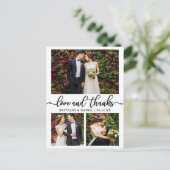 Carte Postale Calligraphie 3 Photo Mariage Collage Merci (Debout devant)