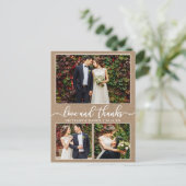 Carte Postale Calligraphie 3 Photo Mariage Remerciement Kraft (Debout devant)