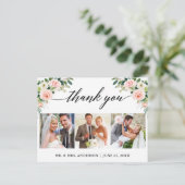 Carte Postale Calligraphie 3 Photo rose Mariage Merci (Debout devant)