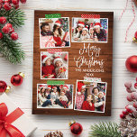 Carte Postale Calligraphie amusante Bois Joyeux Bande artisanale<br><div class="desc">Joyeux Noël 5 Photo Collage avec carte postale de vacances pour bande artisanale. Bois rustique.</div>