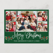 Carte Postale Calligraphie amusante Noël Holly 5 Photo Vert (Devant)