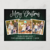 Carte Postale Calligraphie amusante Noël Vert bois 3 Photos (Devant)