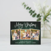 Carte Postale Calligraphie amusante Noël Vert bois 3 Photos (Debout devant)