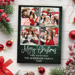 Carte Postale Calligraphie amusante Noël Vert Bois 4 Photo<br><div class="desc">Joyeux Noël 4 Photo Holiday Carte postale - Russe Pays Vert Bois</div>