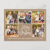 Carte Postale Calligraphie amusante Rustique Kraft 5 Photo Noël (Devant)
