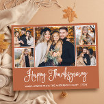 Carte Postale Calligraphie amusante Terracotta 5 Photo Thanksgiv<br><div class="desc">Moderne Fun Calligraphie Script Bon thanksgiving Famille 5 Photo Holiday Carte postale - Arrière - plan en terre cuite</div>