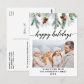 Carte Postale Calligraphie Aquarelle Pine Cônes Photo Holiday (Devant / Derrière)