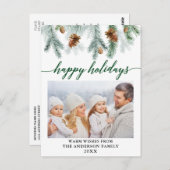 Carte Postale Calligraphie Aquarelle Pine Cônes Vert Vacances (Devant / Derrière)