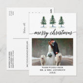 Carte Postale Calligraphie Aquarelle Pins Mariage Photo (Devant / Derrière)