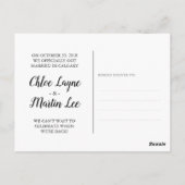Carte Postale Calligraphie blanche Faire-part de mariage Elope (Dos)