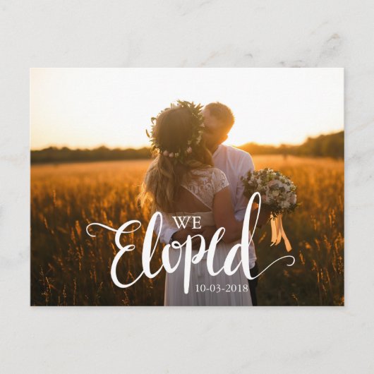 Carte Postale Calligraphie blanche Faire-part de mariage Elope (Devant)