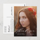 Carte Postale Calligraphie blanche Merci de diplôme photo (Devant / Derrière)