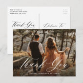 Carte Postale Calligraphie blanche romantique Merci photo (Devant / Derrière)