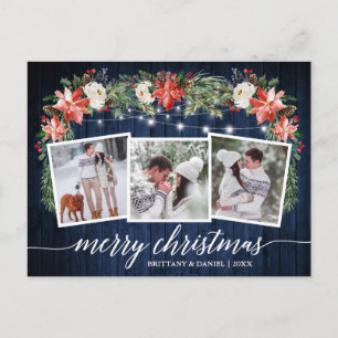 Carte Postale Calligraphie Bleu Bois 3 Photo Aquarelle Florale