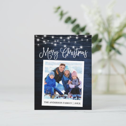 Carte Postale Calligraphie Blue Wood Lights Caméra instantanée P (Debout devant)