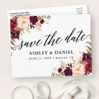 Calligraphie Bourgogne Floral Enregistrer La Date