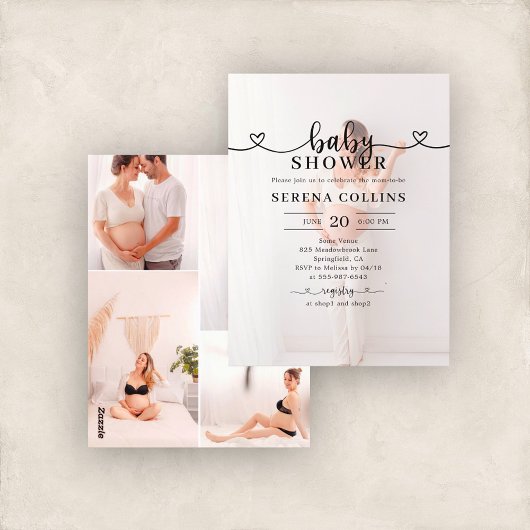 Carte Postale Calligraphie cardiaque 4 Baby shower photo