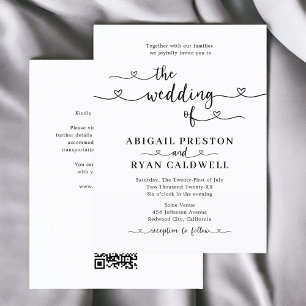 Carte Postale Calligraphie cardiaque Mariage du budget