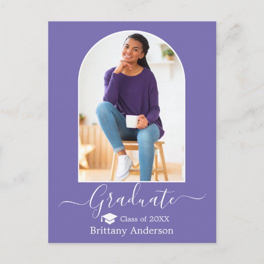 Carte Postale Calligraphie Casquette Arc moderne Périwinkle Grad (Devant)