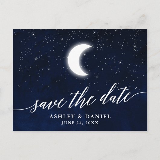 Carte Postale Calligraphie Céleste Étoiles Lune Enregistrer La D (Devant)